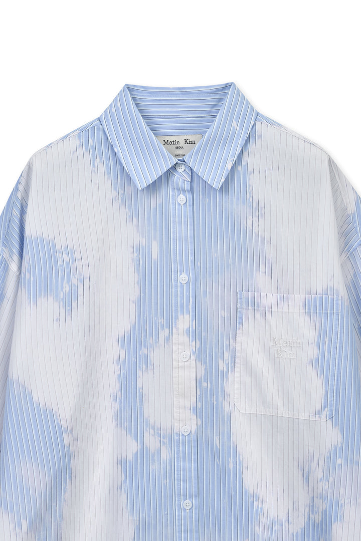 Matin Kim Embroidery Small Logo Shirt — Light Blue