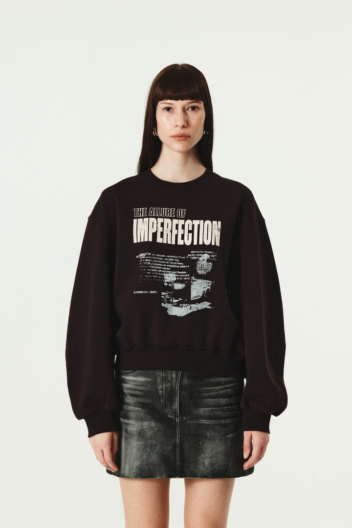 KIMMATIN Vintage Printing Sweatshirt — Burgundy