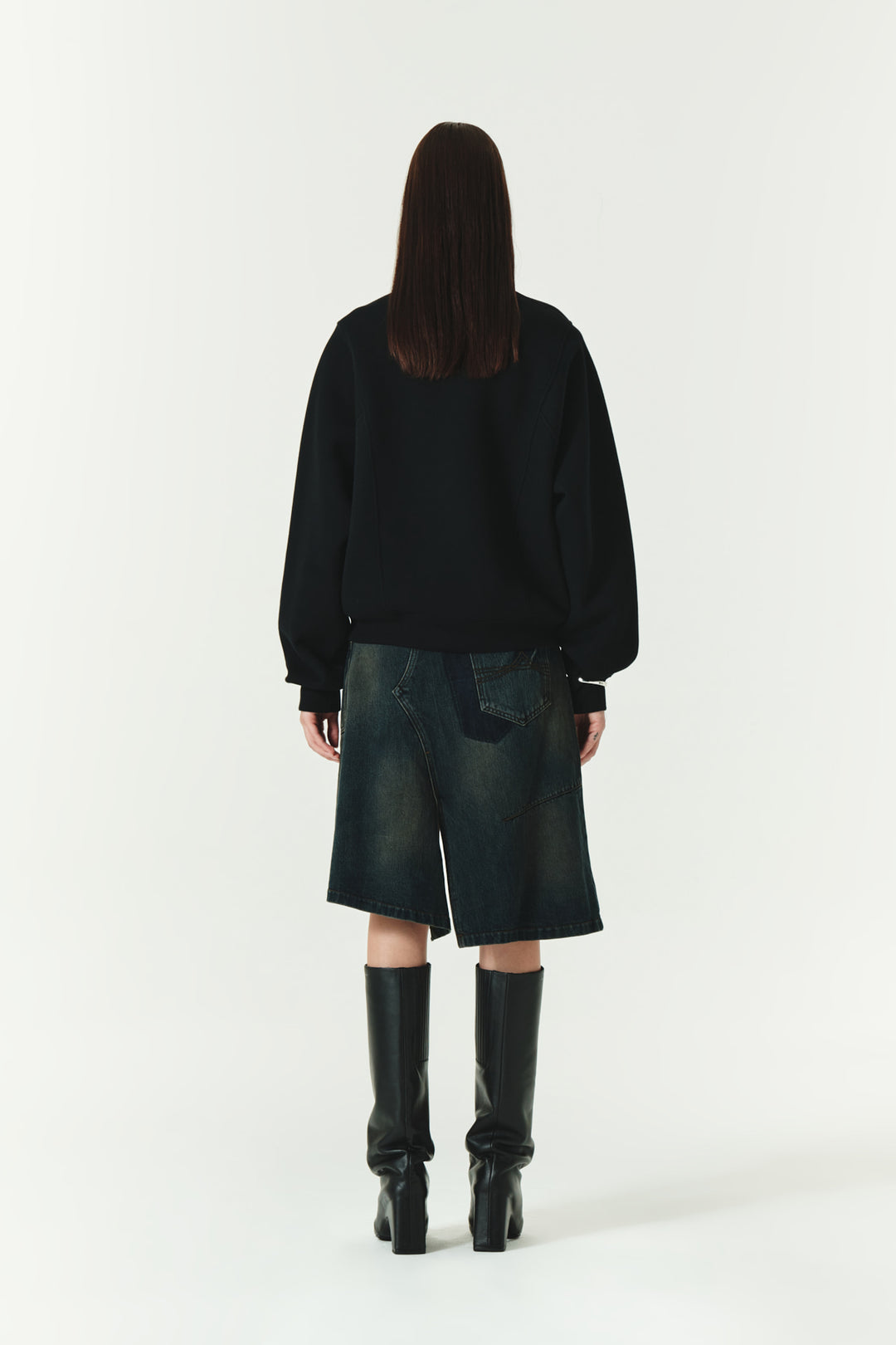 KIMMATIN Loose Half Zip Sweatshirt — Black
