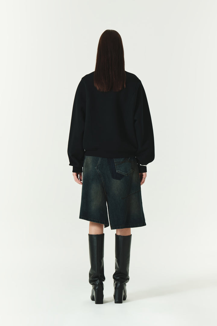 KIMMATIN Loose Half Zip Sweatshirt — Black