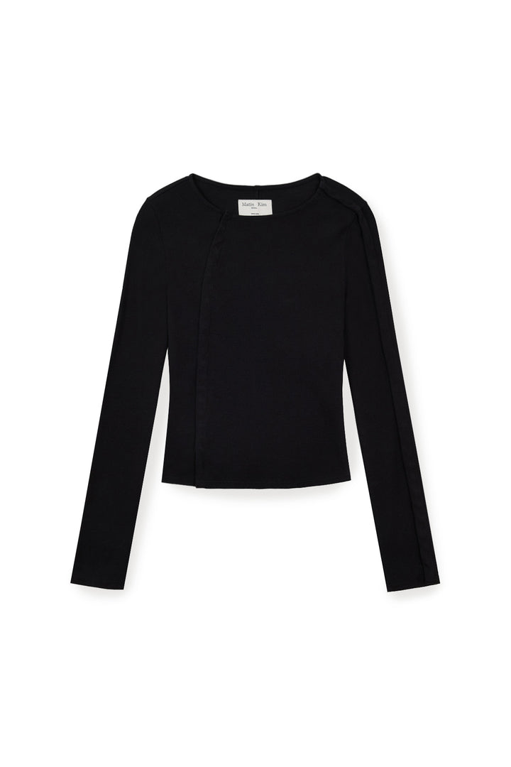 Matin Kim Snap Detail Slim Top — Black