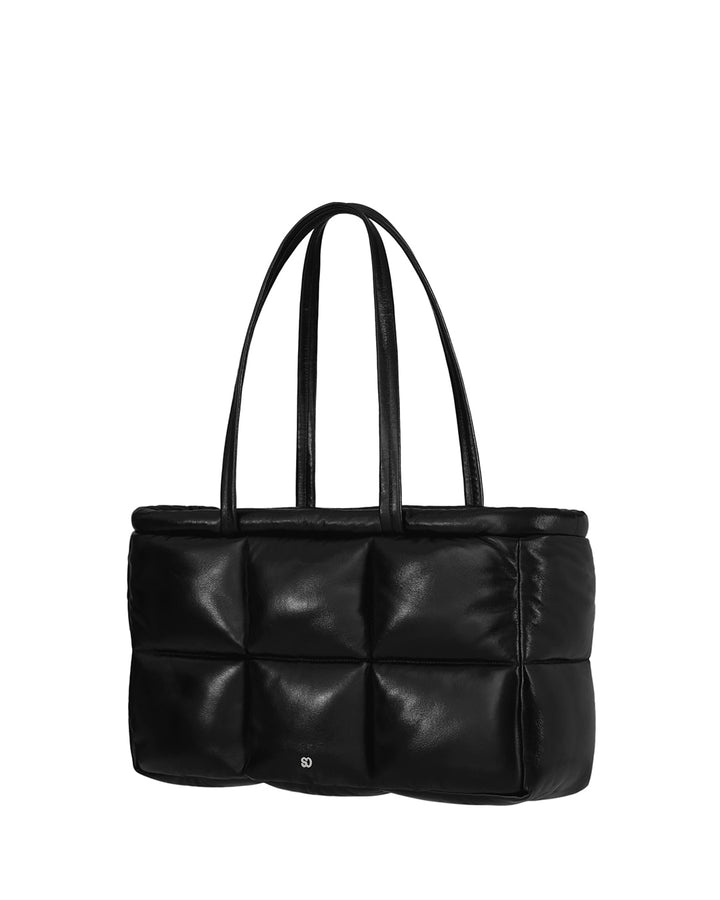 Stand Oil Bubble Bag — Padded Oblong Crossbody — Leathery Black
