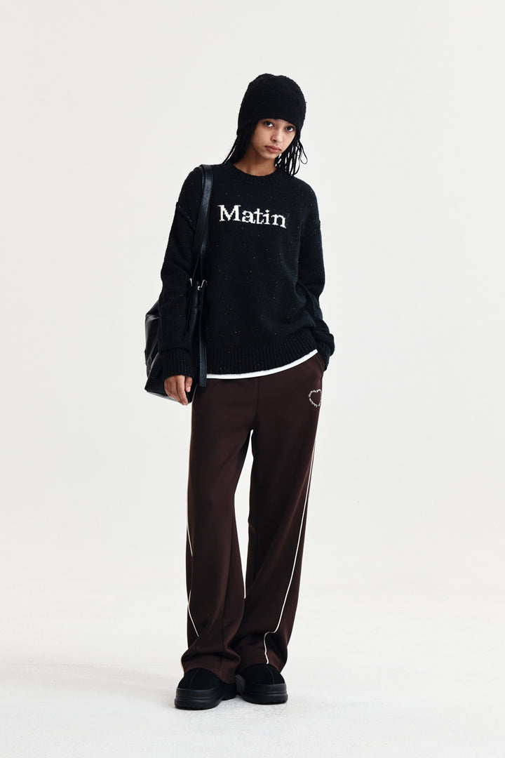 Matin Kim Mixed Yarn Knit Pullover — Dark Navy