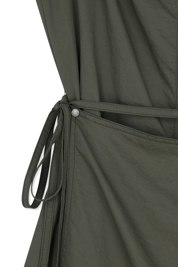 Matin Kim Sleeveless Wrap Dress — Khaki