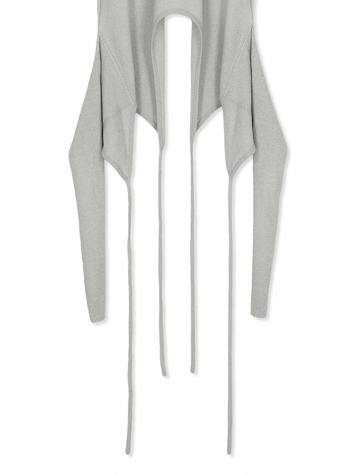 Matin Kim Layered Tie Halter Neck Knit Top — Light Grey