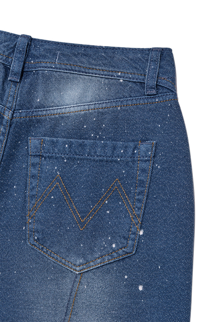Matin Kim Back Line Point Soft Shiny Denim — Blue
