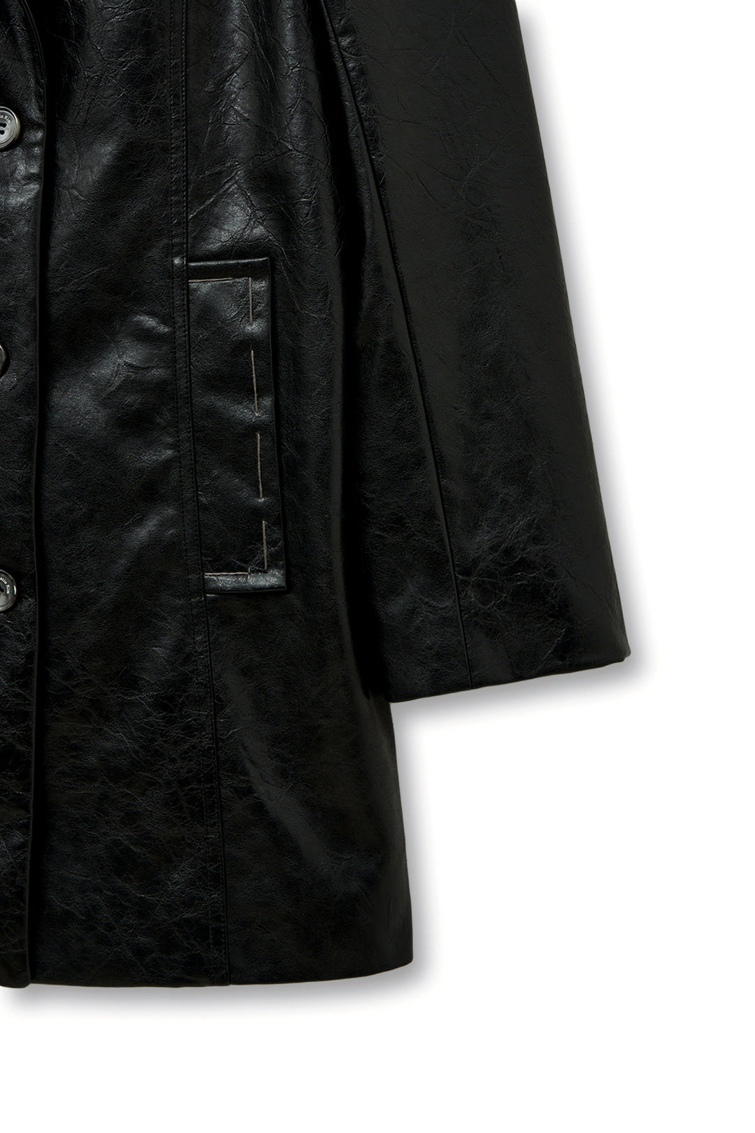 Matin Kim Faux Leather Half Double Jacket — Black