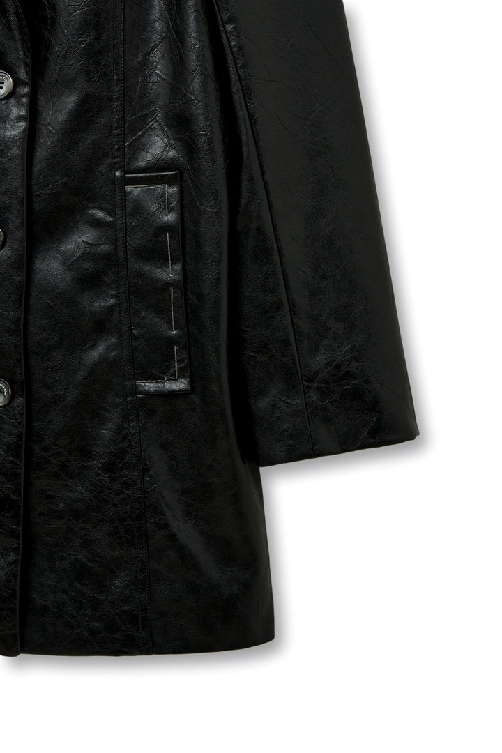 Matin Kim Faux Leather Half Double Jacket — Black