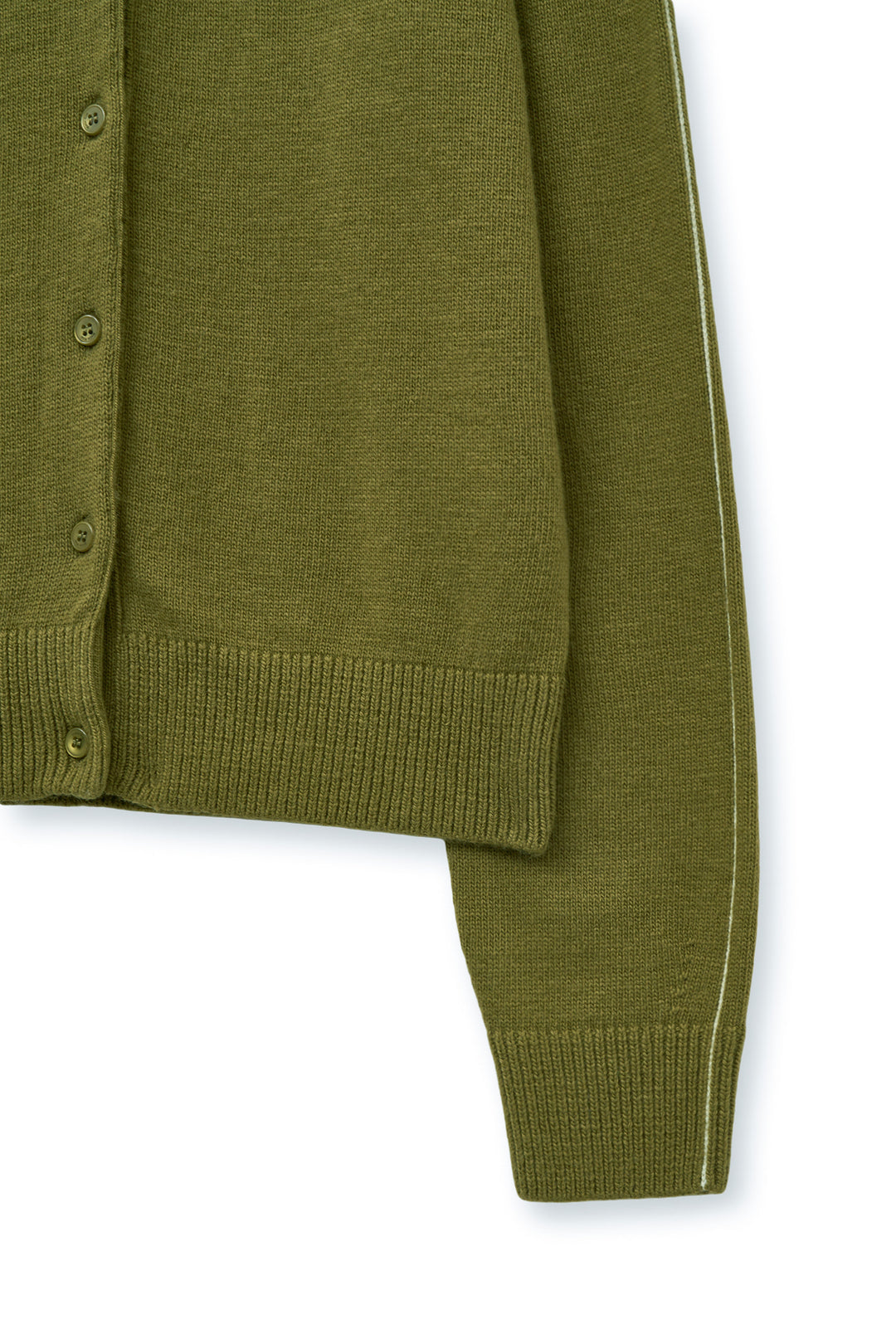 Matin Kim Cashmere Blended Round Knit Cardigan — Olive