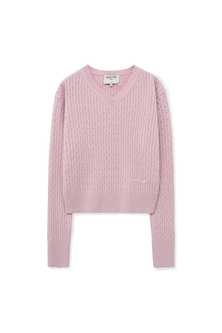 Matin Kim Shiny Cable Pullover — Pink