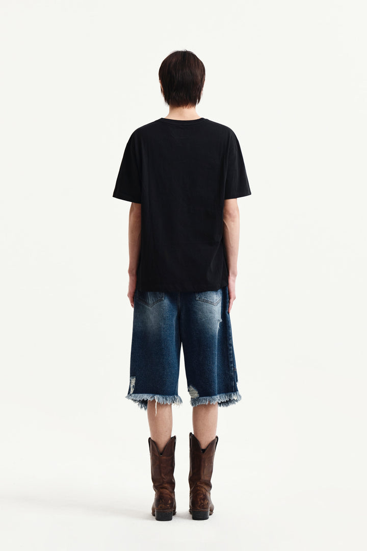 Matin Kim Label Point Lettering Top — Black