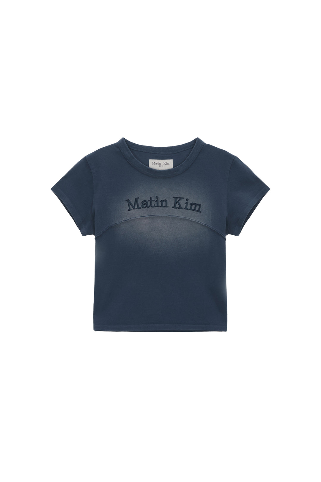 Matin Kim Pigment Cut Out Logo Crop Top — Blue