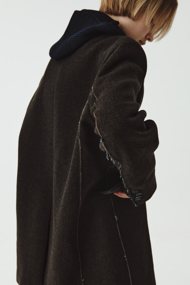 KIMMATIN Overfit Midi Double Coat — Brown