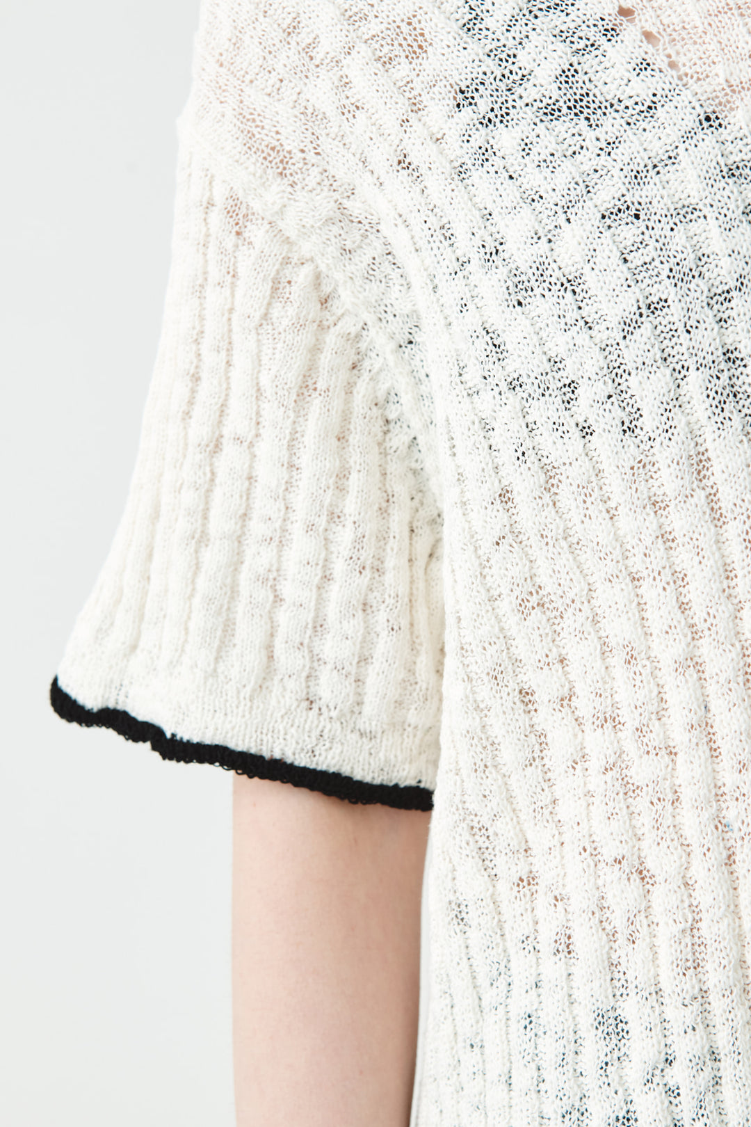 KIMMATIN Half Zip Slub Pique Knit Top — Ivory