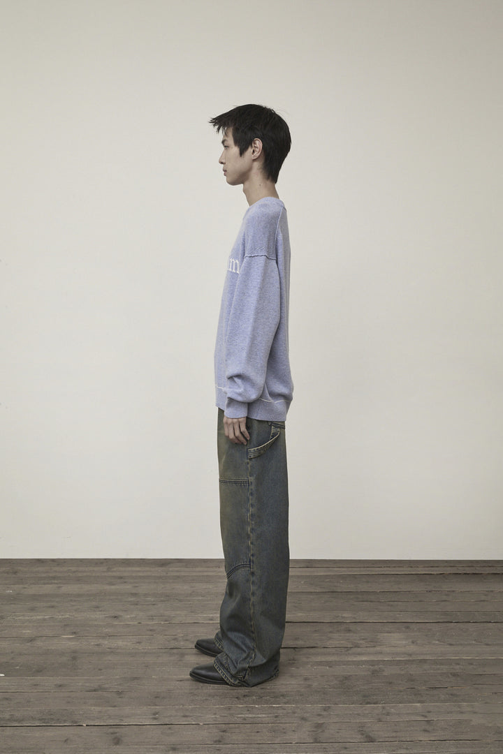 Matin Kim Color Trim Line Logo Pullover — Light Blue