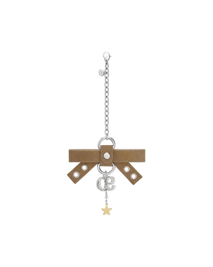 Stand Oil Bow Charm Keyring — Camel
