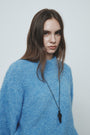 KIMMATIN Volume Neck Boucle Pullover — Blue