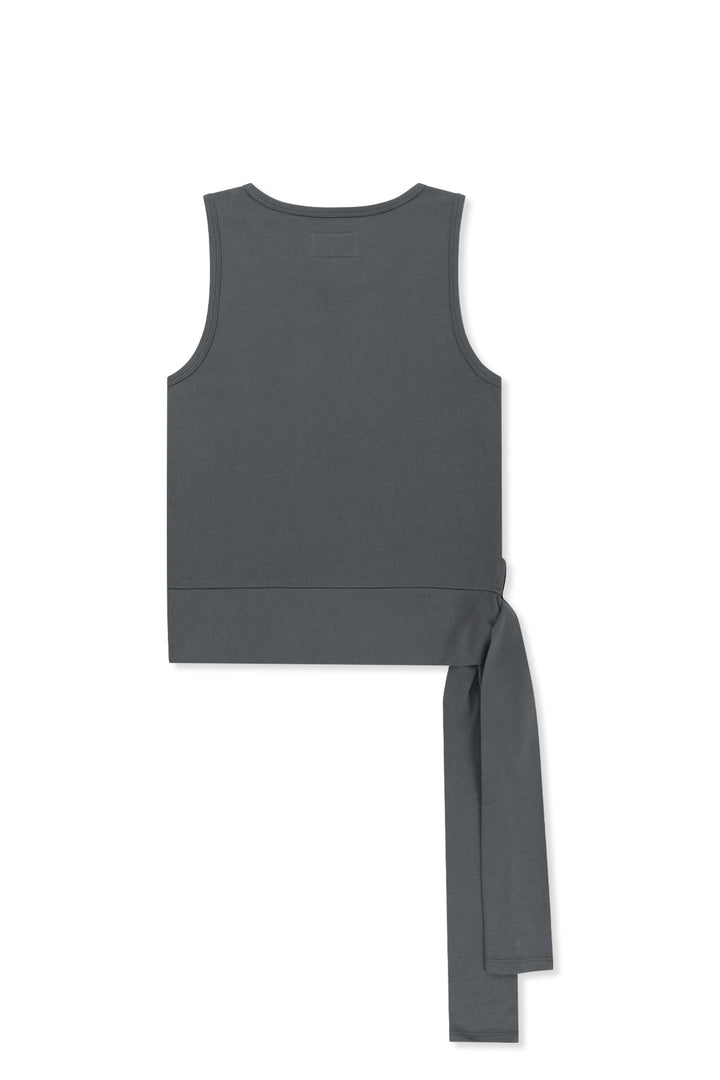 Matin Kim Hem Tie Detail Sleeveless Top — Charcoal