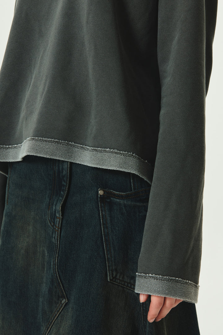KIMMATIN Logo Point Pigment Dyed Hoodie — Charcoal