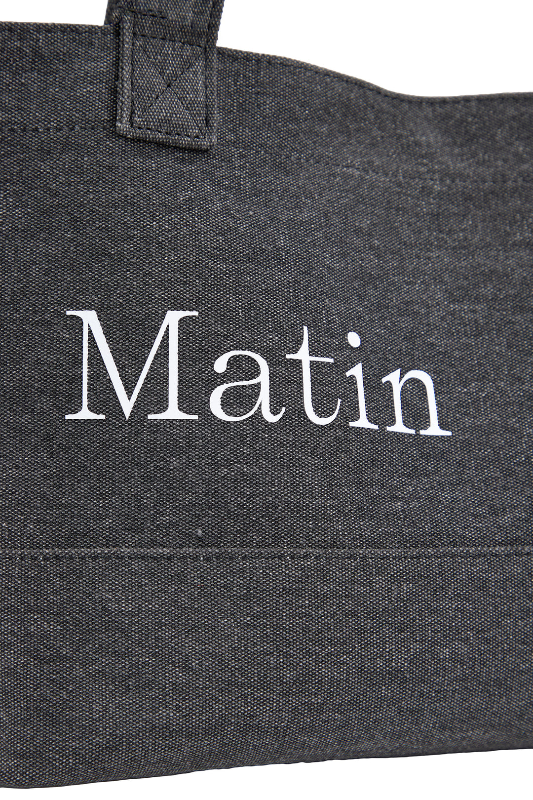 Matin Kim Logo Canvas Wide Shoulder Bag — Charcoal