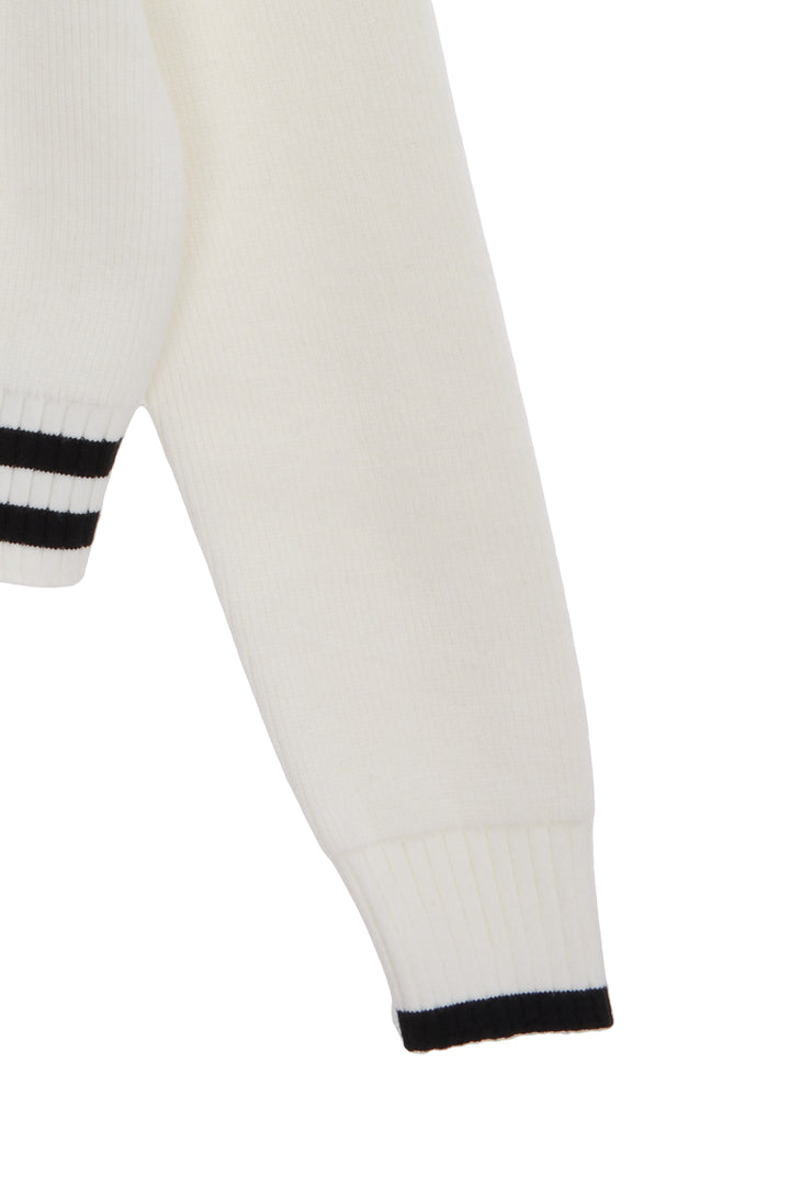Matin Kim Spell Point Stripe Knit Cardigan — Ivory