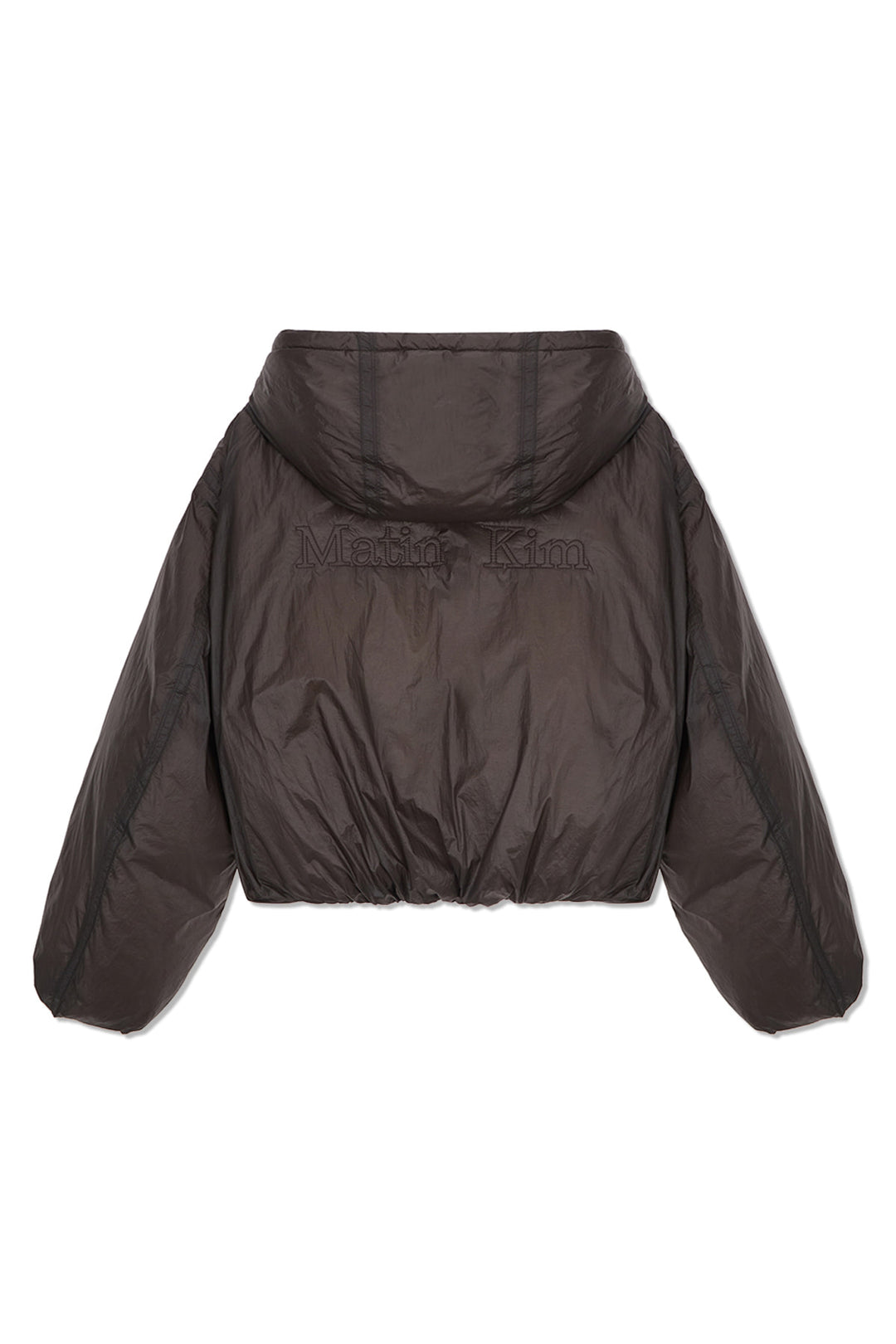 Matin Kim Back Logo Hoody Short Down Jumper — Charcoal
