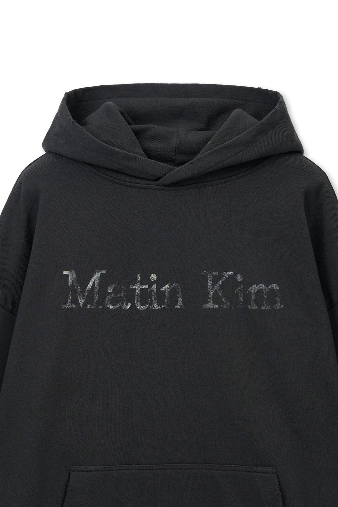 Matin Kim Raw Edge Hem Sweat Hoody — Charcoal