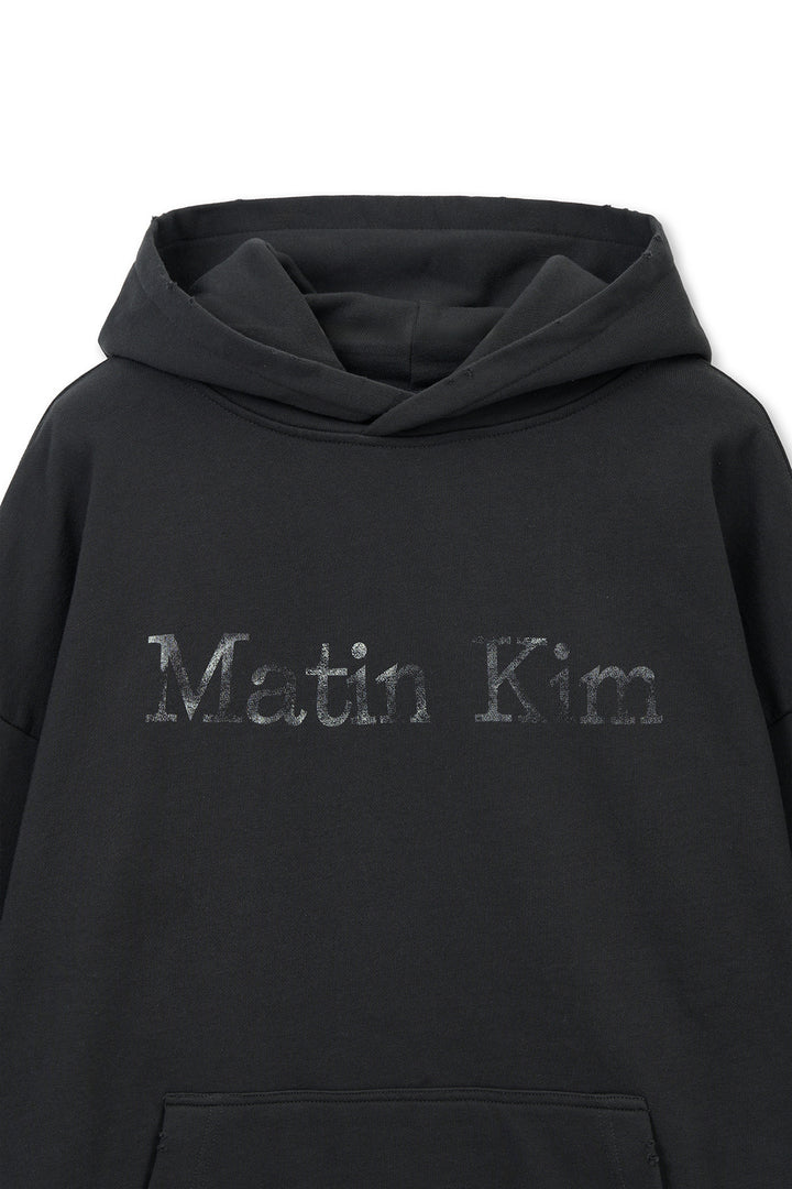 Matin Kim Raw Edge Hem Sweat Hoody — Charcoal