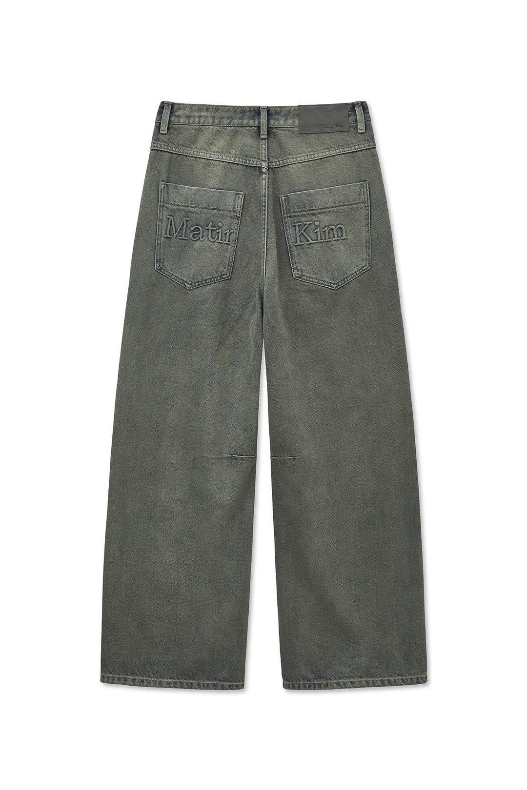 Matin Kim Back Logo Wide Denim — Smoke — Blue