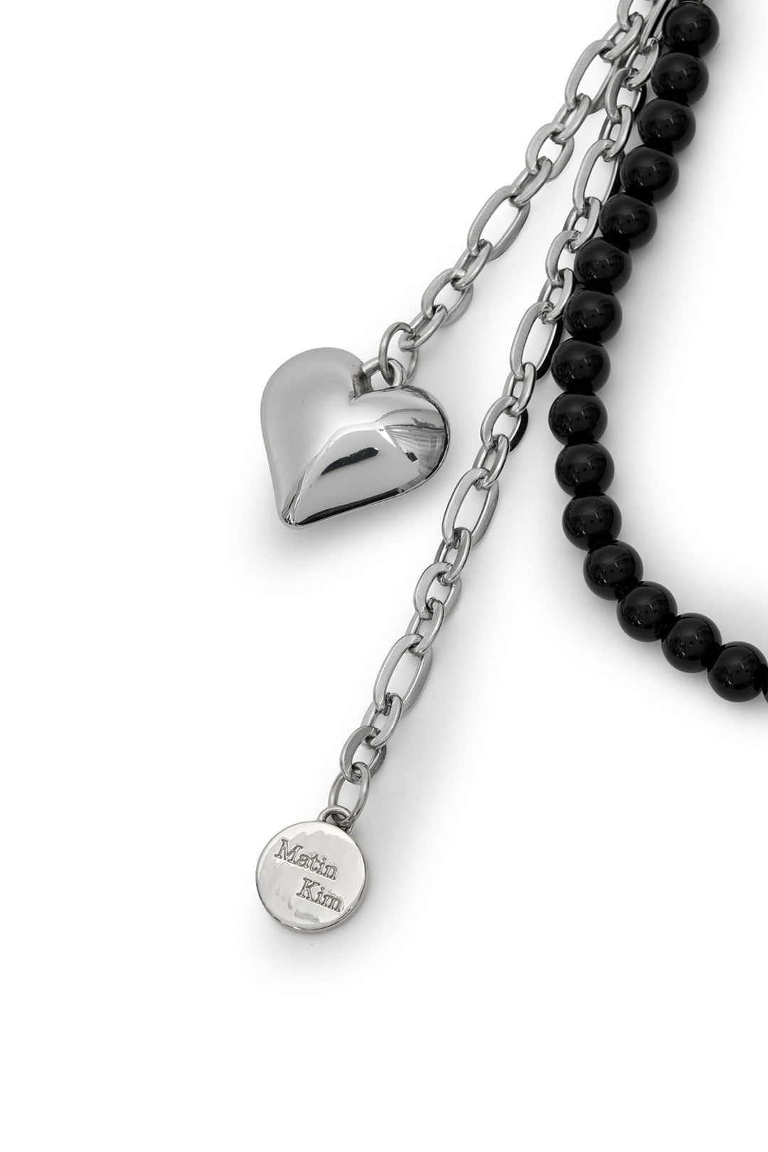 Matin Kim Heart Charm Keyring — Black