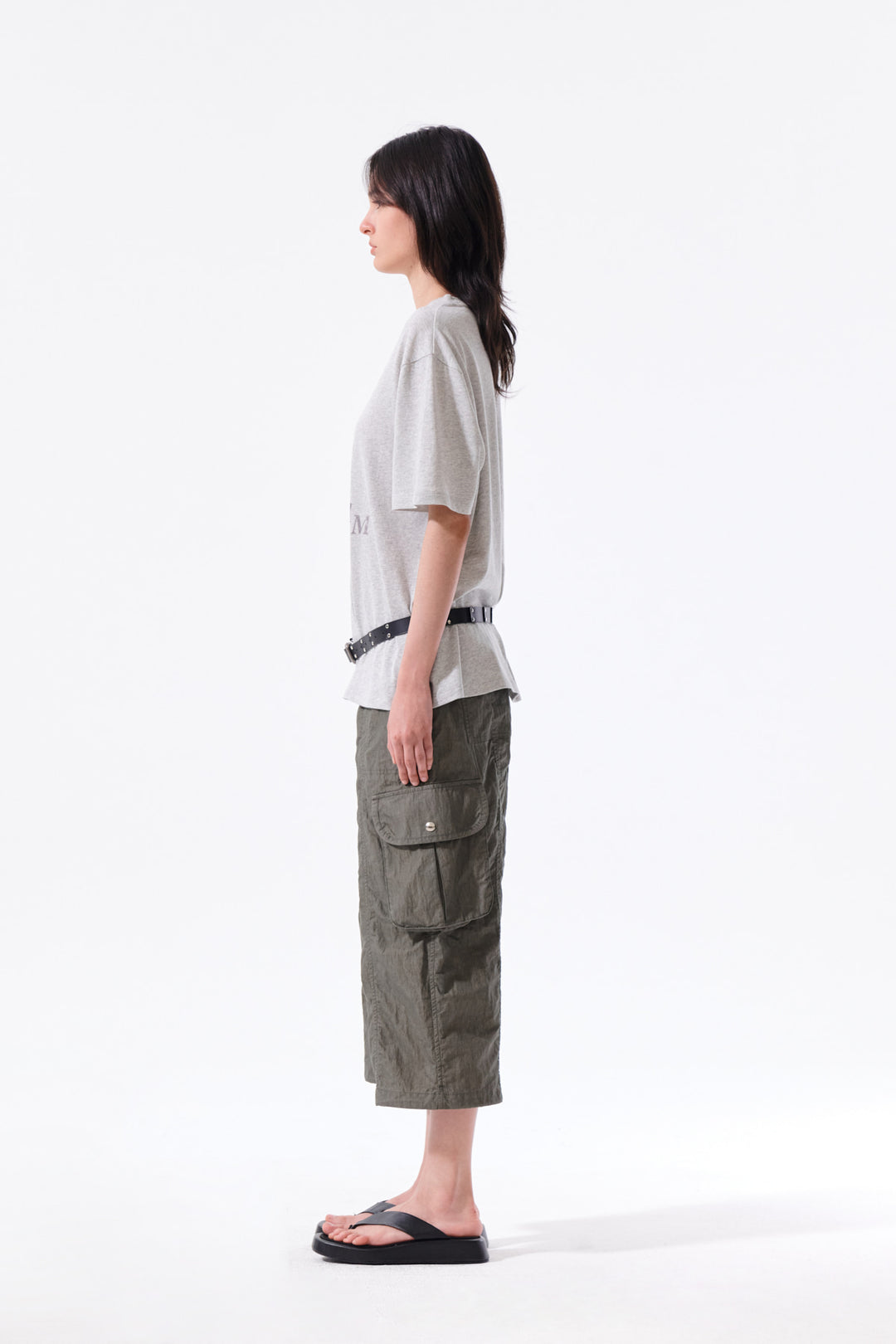 Matin Kim Portrait Graffiti Logo Top — Light Grey