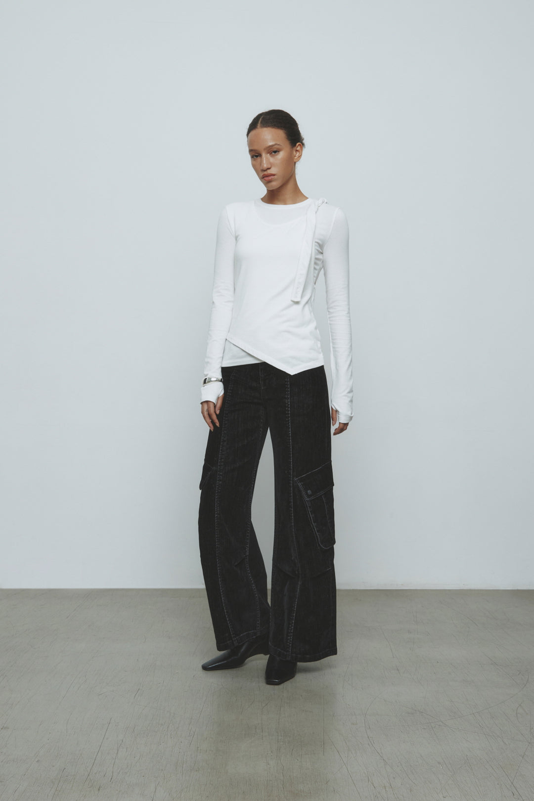 KIMMATIN Twist Strap Long Sleeve Top — Ivory