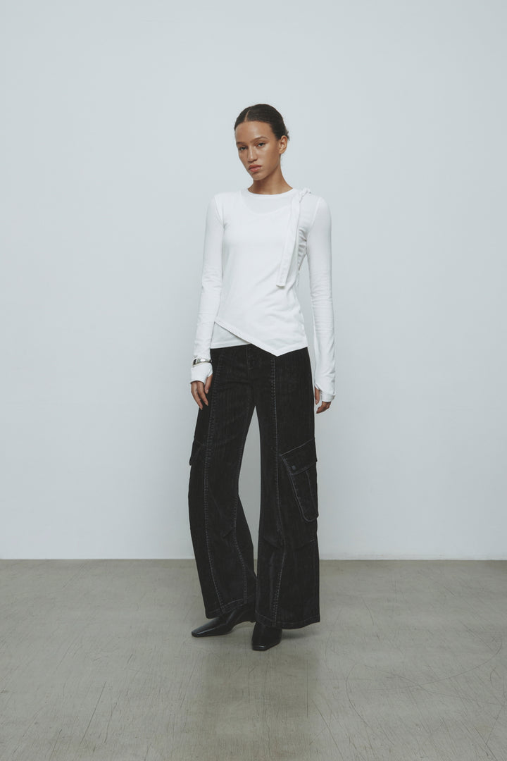 KIMMATIN Twist Strap Long Sleeve Top — Ivory