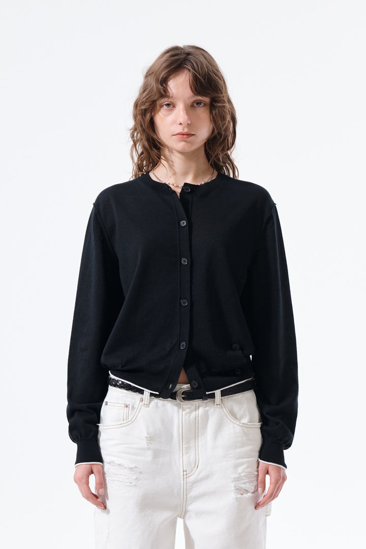 Matin Kim Back Logo Sheer Cardigan — Black