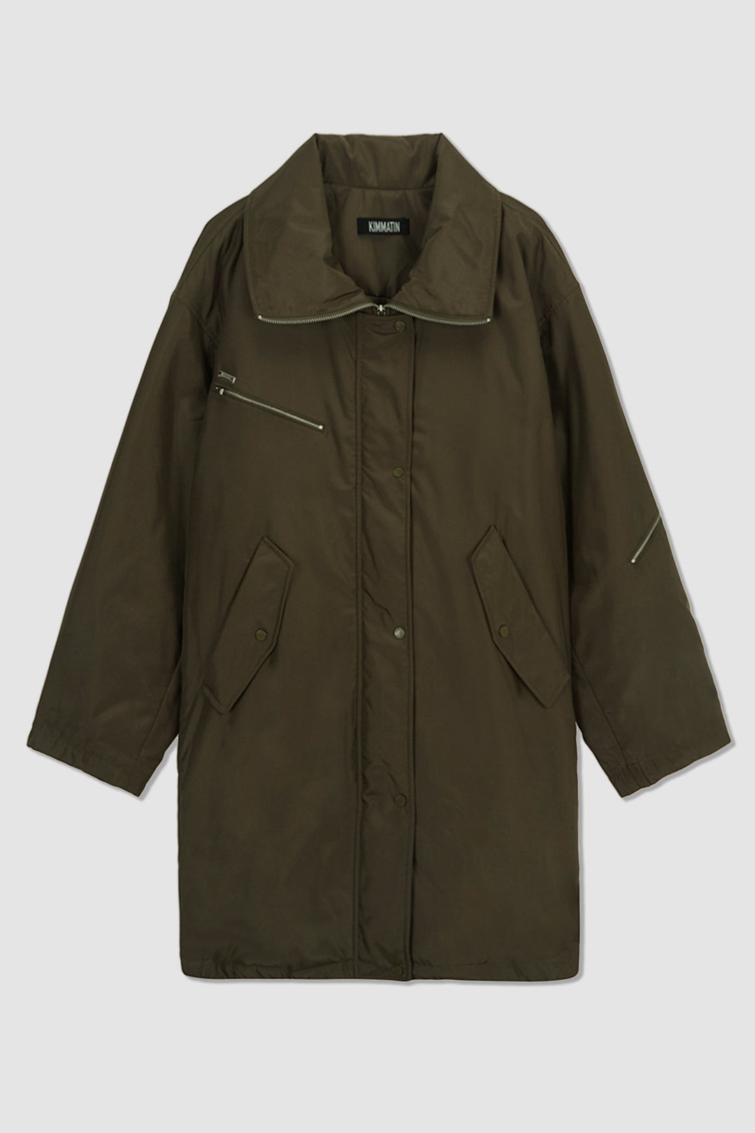 KIMMATIN Highneck Oversize Padded Jumper — Khaki