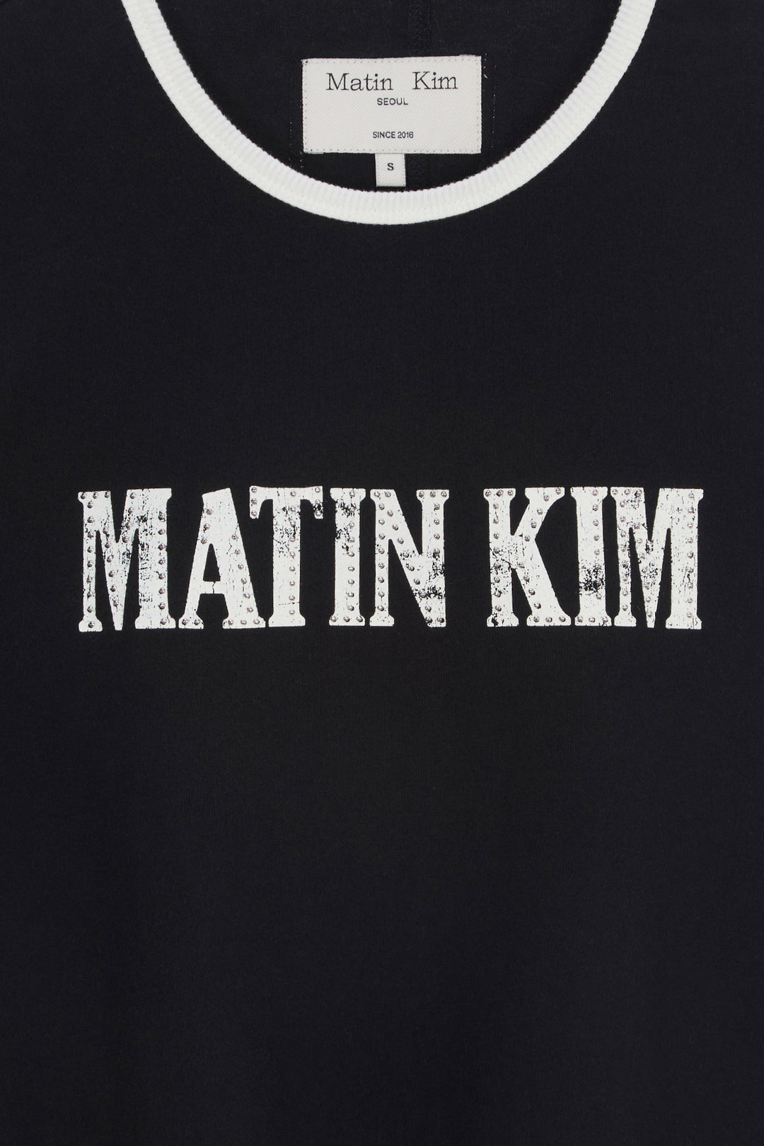 Matin Kim Stud Logo Ringer Top — Black