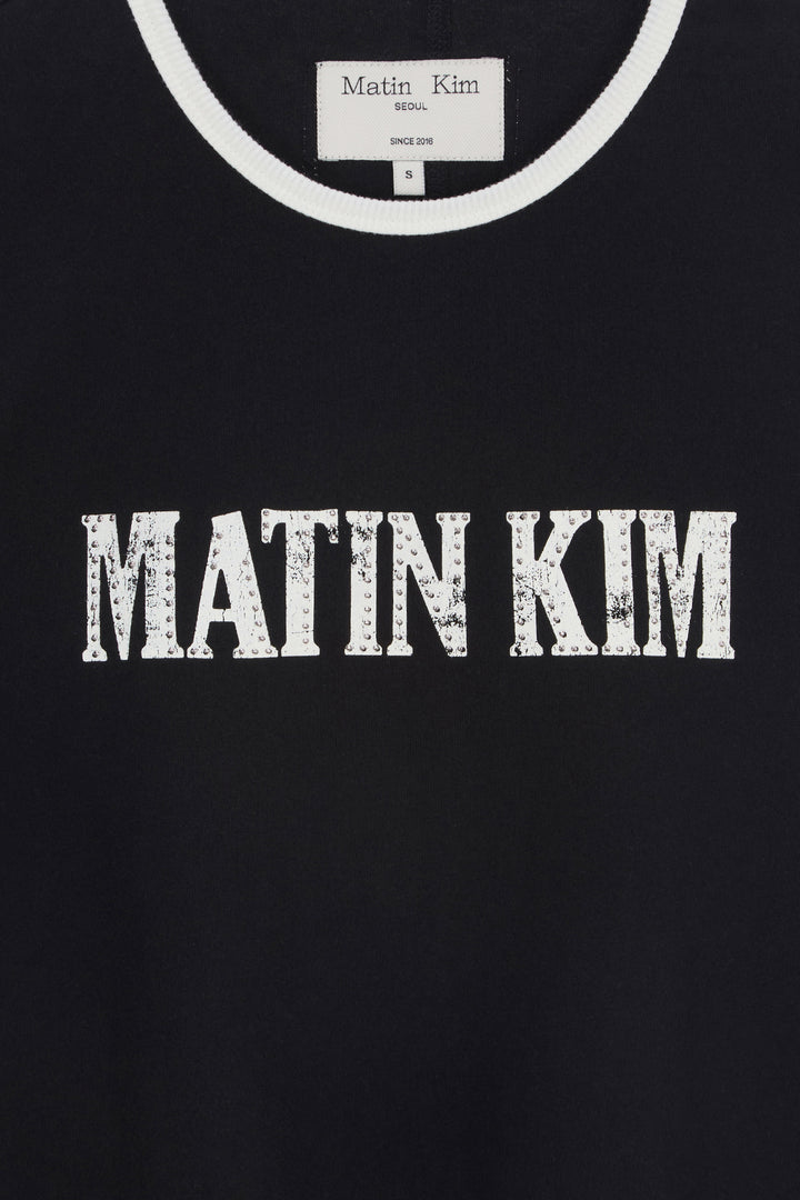 Matin Kim Stud Logo Ringer Top — Black