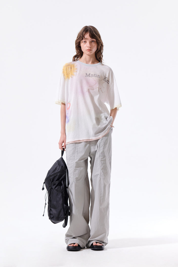 Matin Kim Multi Panel Parachute Pants — Light Grey