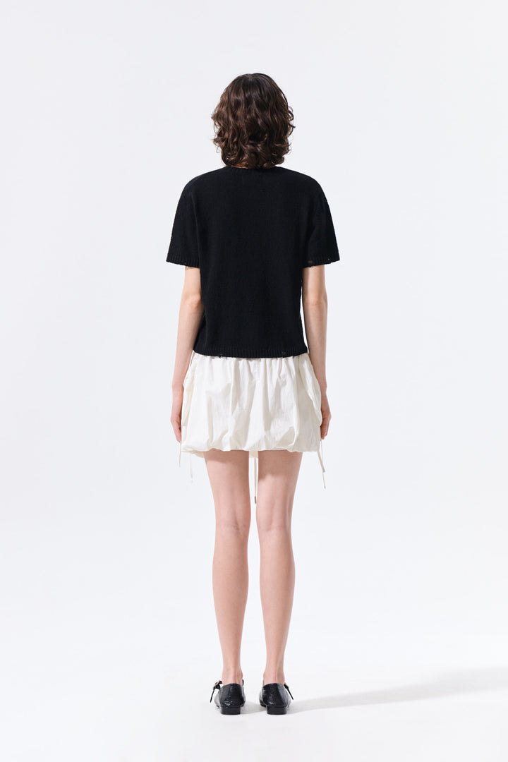 Matin Kim Half Sleeve Logo Pullover — Black