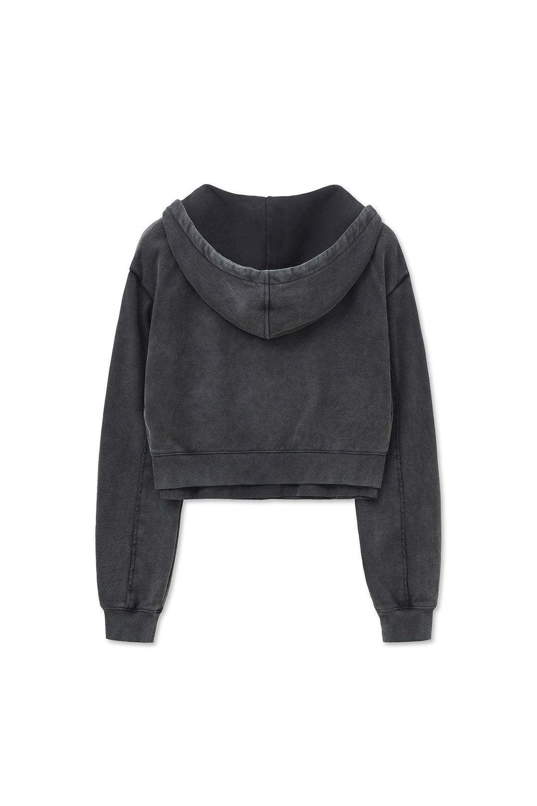 Matin Kim Washed Layered Crop Hoody — Charcoal
