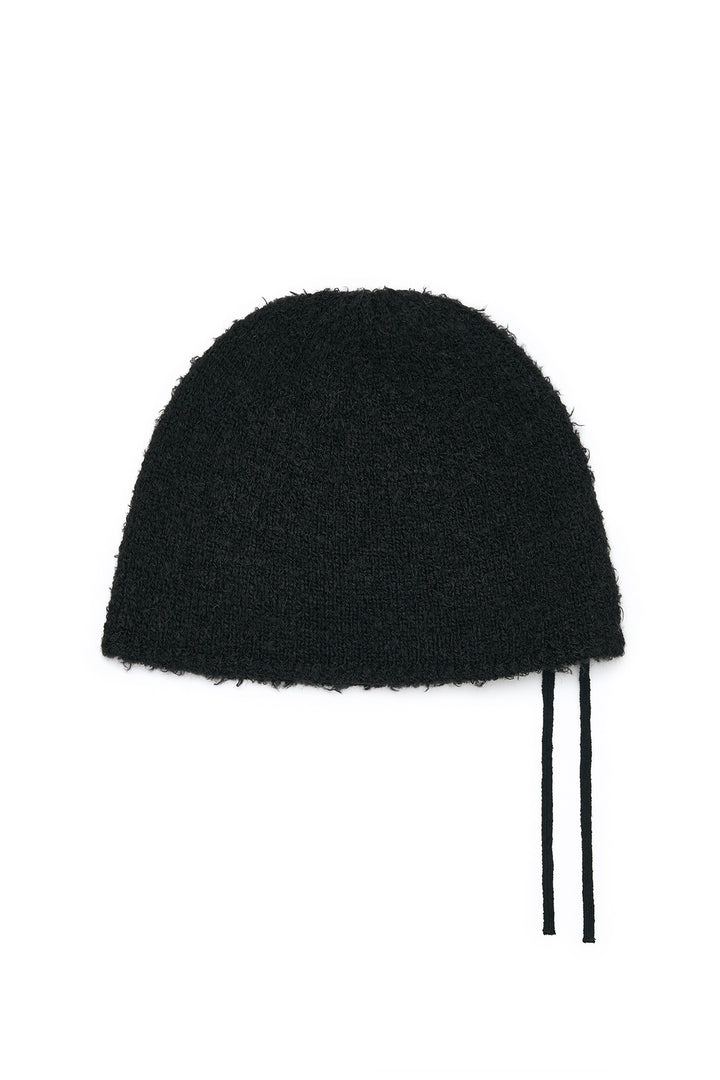 Matin Kim Ribbon Tie Knit Beanie — Black