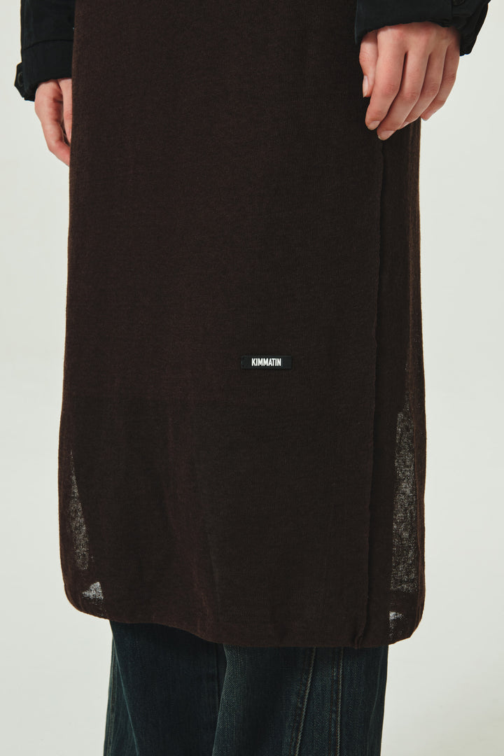 KIMMATIN H Line Sheer Knit Skirt — Brown
