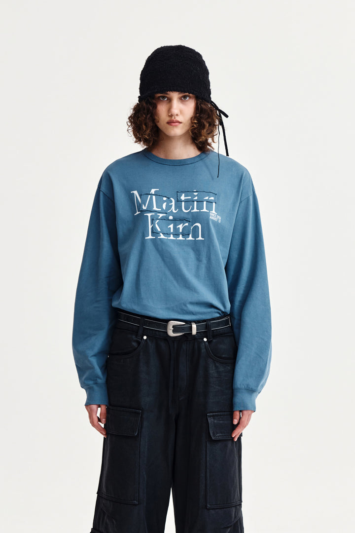 Matin Kim Patch Graphic Long Sleeve Top — Blue