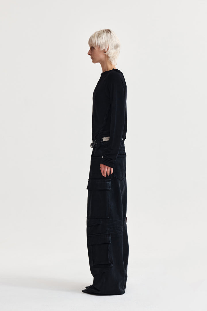 Matin Kim Weaving Long Sleeve Top — Black