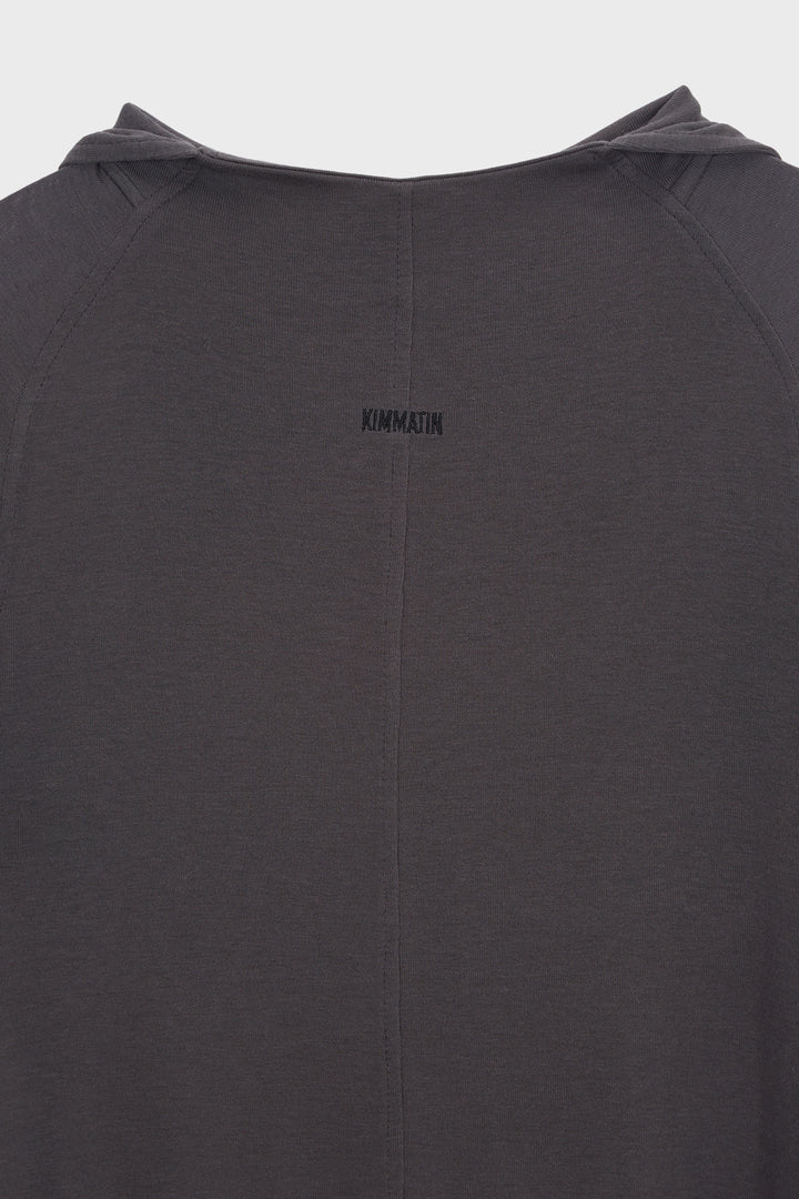 KIMMATIN Slim Hoody Jersey Top — Charcoal