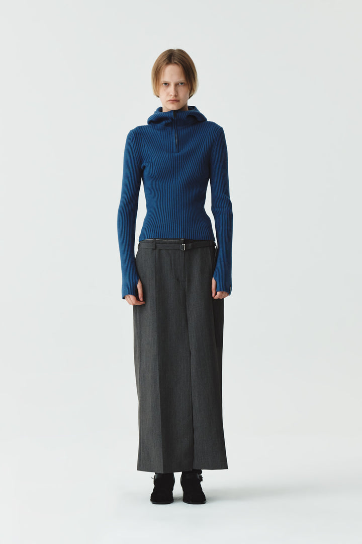 KIMMATIN Slit Point H Line Long Skirt — Gray