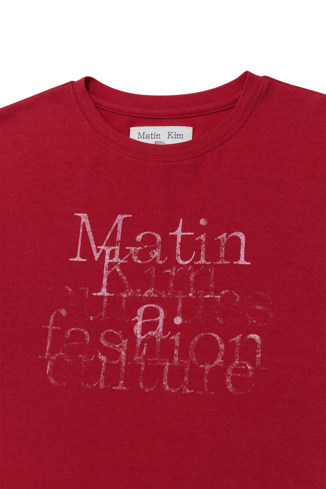 Matin Kim Dusty Typo Graphic Crop Top — Red