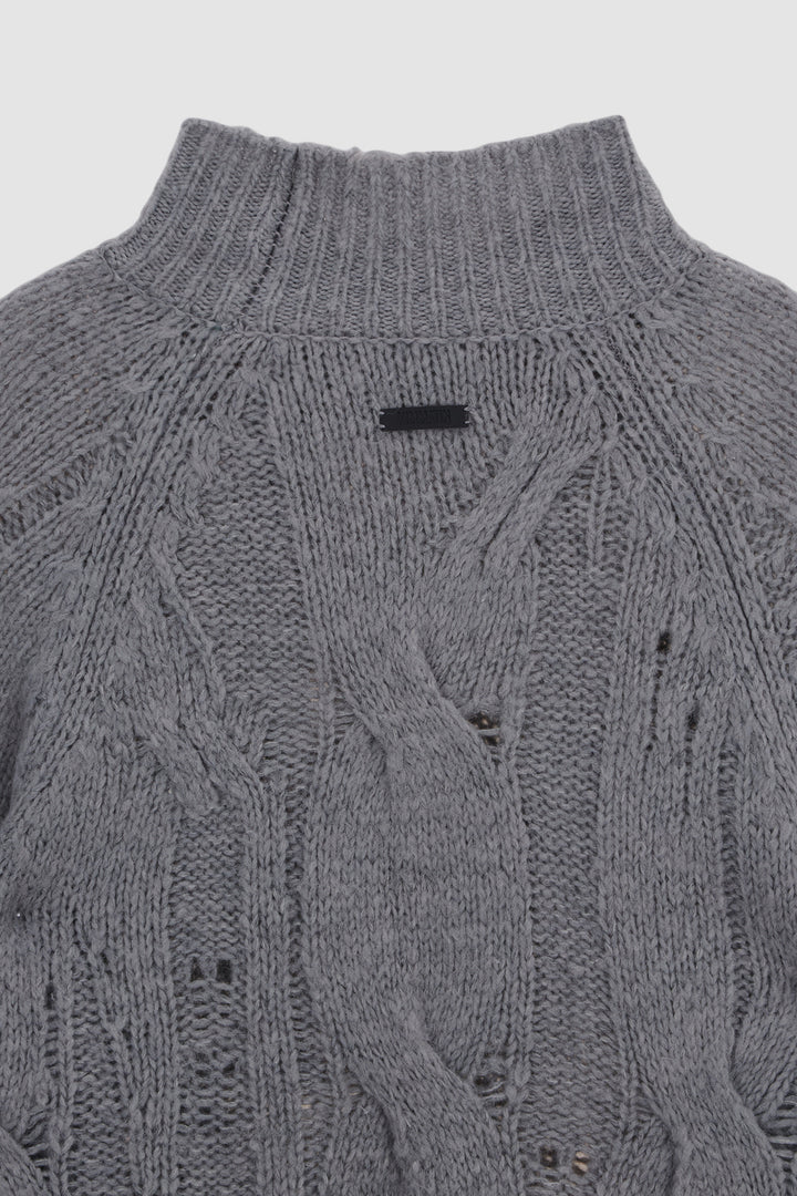KIMMATIN Oversize Highneck Volume Pullover — Gray