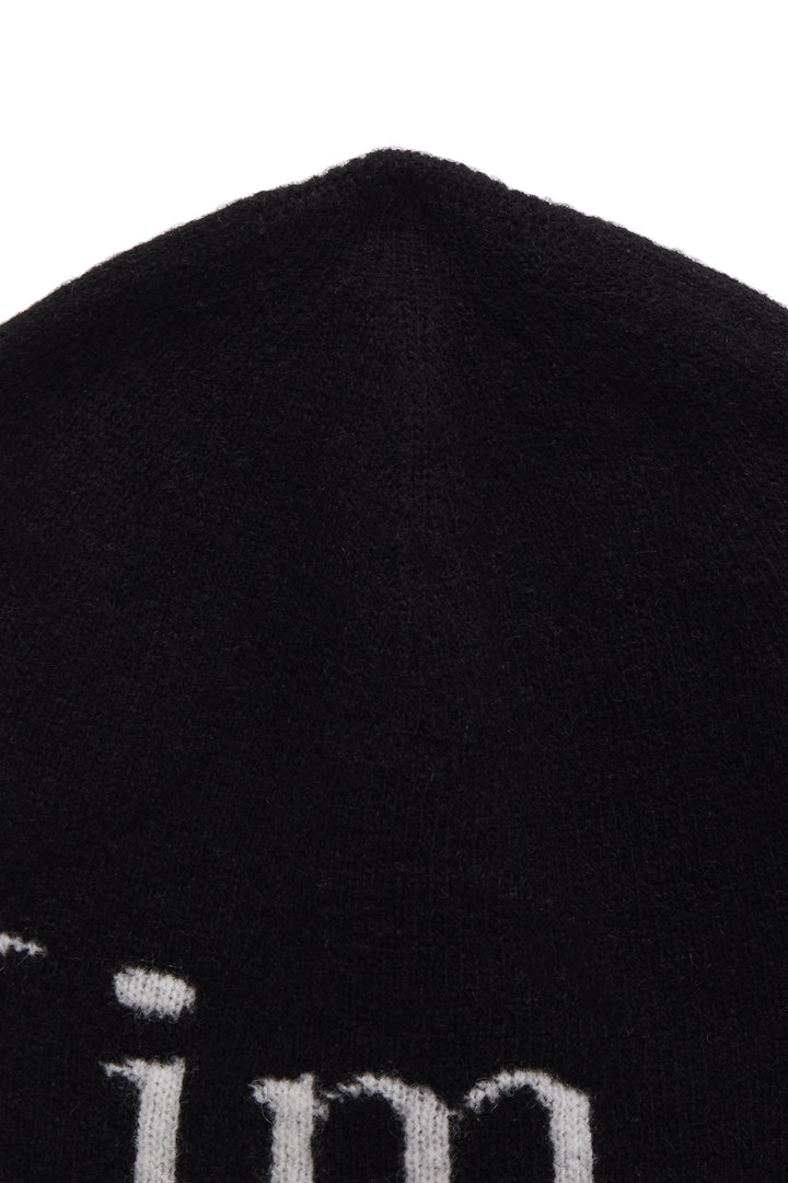 Matin Kim Logo Jacquard Short Beanie — Black