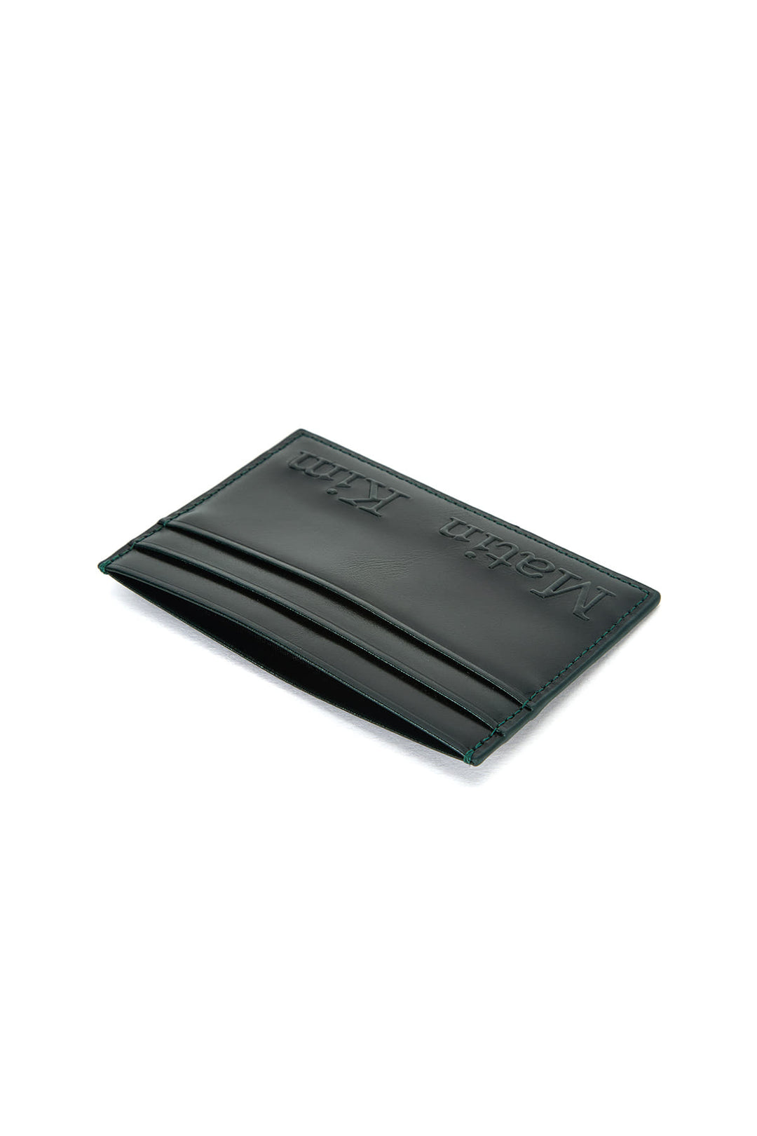 Matin Kim Embossed Logo Card Wallet — Dark Green